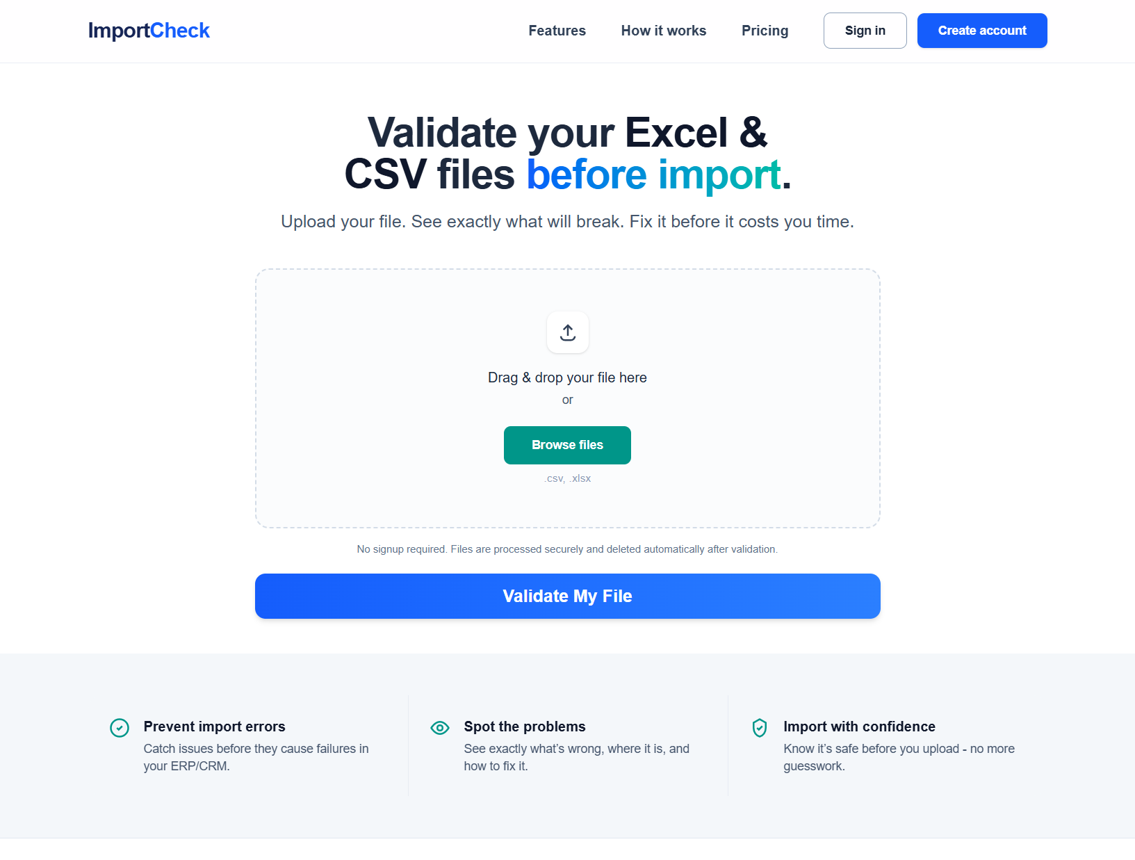 ImportCheck - Excel & CSV Validierung für saubere Datenimporte